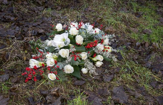 autumn with flower arangement in the forest