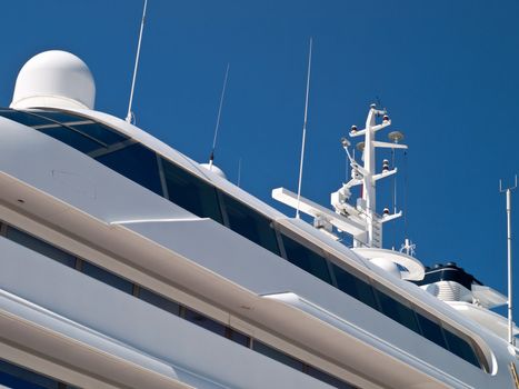 detail of upper deck and main deck on modern yacht