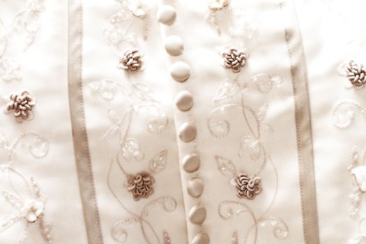 Sepia Toned Close-up of wedding dress details