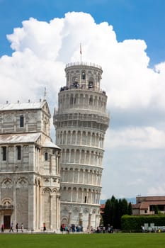 Leaning Tower of Pisa and a part of cathedral
