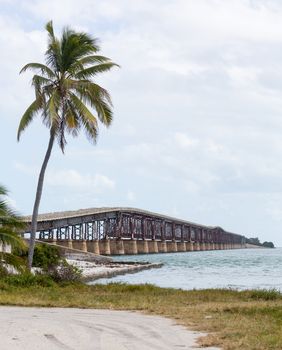 Old Bahia Honda rail bridge and heritage trail in Florida Keys by Route 1 Overseas Highway