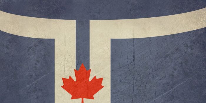 Grunge Toronto city flag is official colors, Canada.