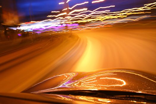night drive motion blurred transportation background