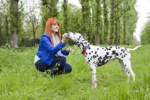 young woman and her dog 