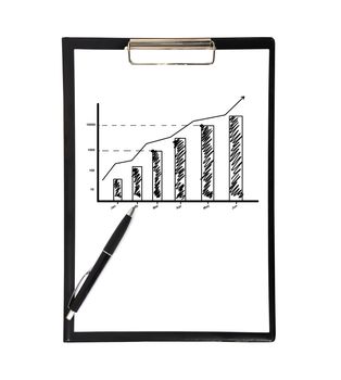 clipboard with chart on white background