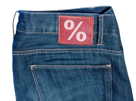 Sale - Pocket of Jeans With Percentage Symbol on Badge