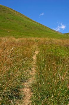 Small walking trail in the French mountains