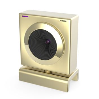 Luxury gold web camera on white background