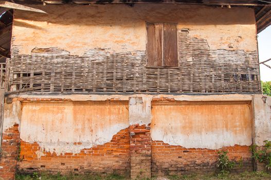 Old brick wall at Chiang Khan, Loei, Thailand.