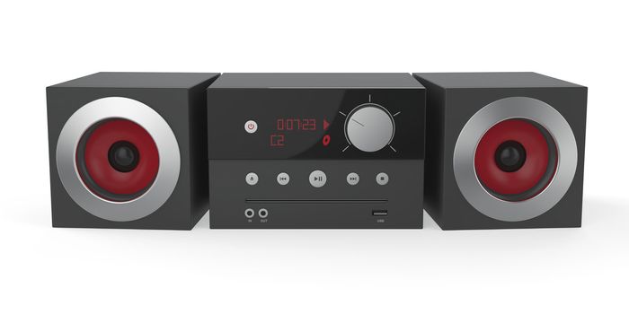 Mini audio system on white background