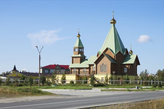 The Holy Trinity temple in the city of Polyarnye Zori. The Murmansk region. Russia