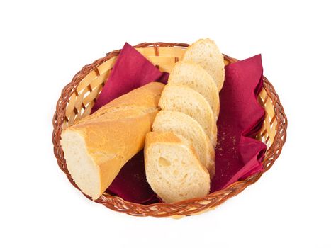 Fresh baguette bread in basket