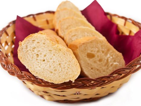 fresh baguette bread in basket