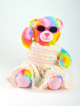 Colourful Teddy Bear with Sun Glasses saying hello