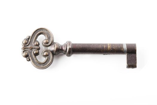 Antique key on white background
