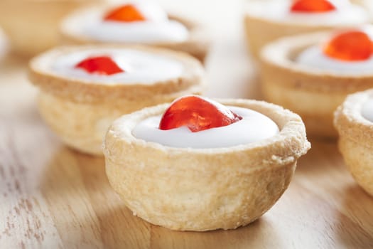 Sweet bakewell pastry treats close up