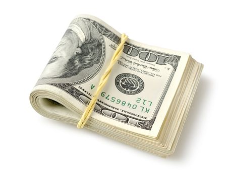 Bundle of money isolated on a white background