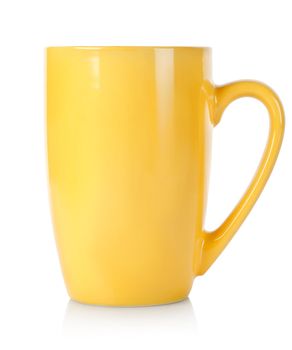 Yellow cup isolated on a white background