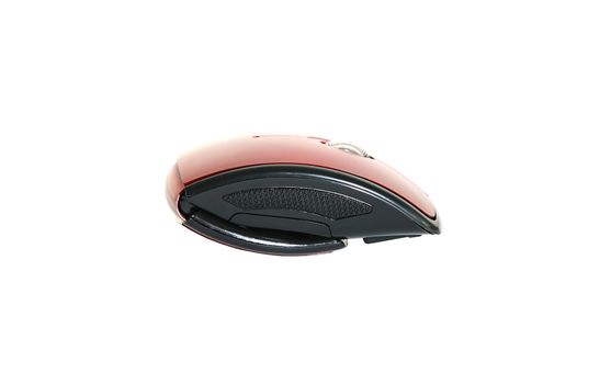 Profile photo of a foldable wireless mouse isolated on pure white background.