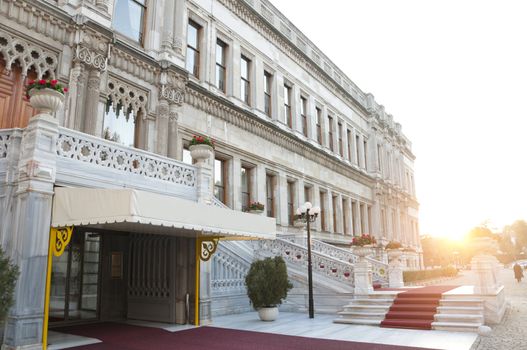 Entry of the Ciragan Palace, an old Ottoman royal palace by the Bosporus, Istanbul, Turkey