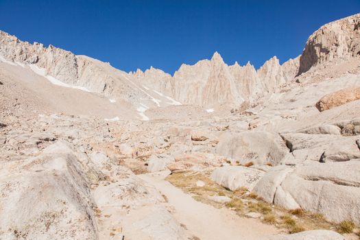 Mount Whitney Trail is a trail that climbs Mount Whitney. It starts at Whitney Portal, 13 miles (21 km) west of the town of Lone Pine, California.