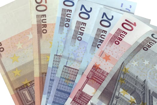  different euro currency isolated on white background