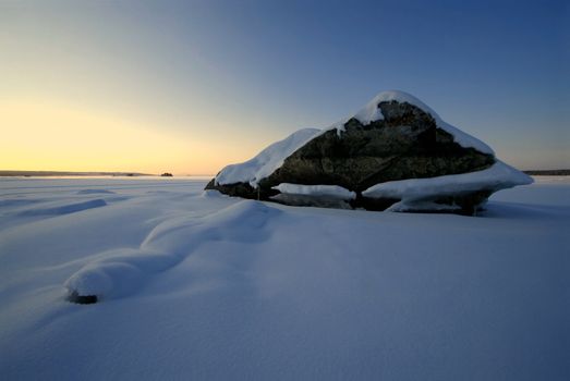 Beautiful landscape of winter sunset