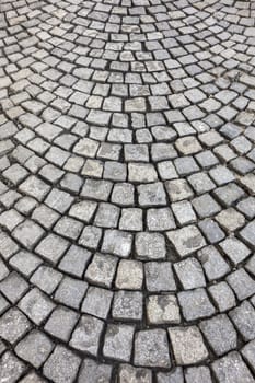 Texture of small stone structure road in Prague
