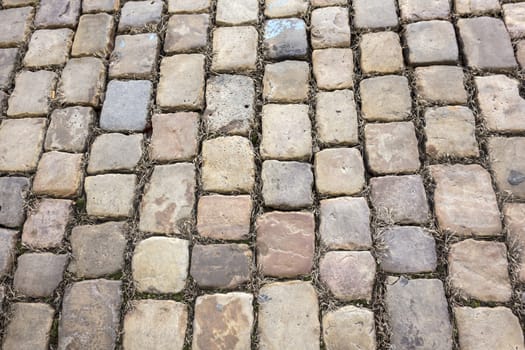 Texture of small stone structure road in Prague