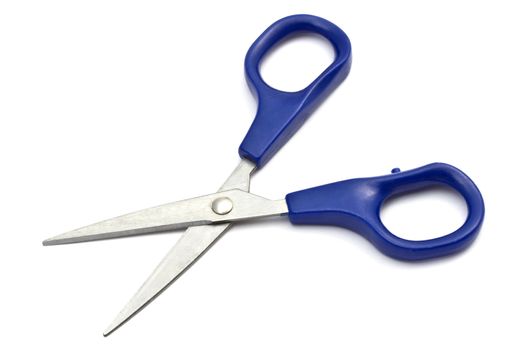 Blue scissors isolated on white background 
