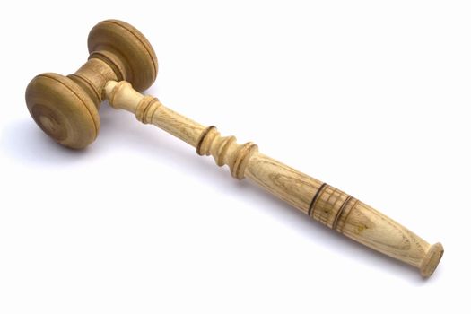 A wooded gavel isolated on white background 
