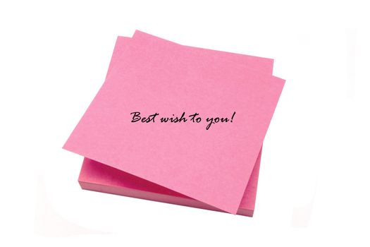 Red memo paper isolated on white background 