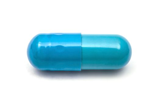 Blue capsule isolated on white background 