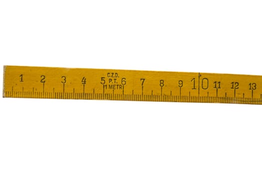 Wooden tape measure isolated on white background 