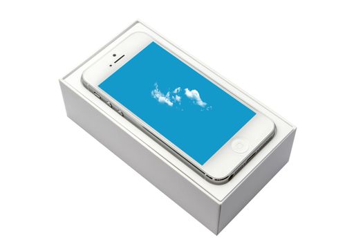 iPhone5 in box isolated on white background