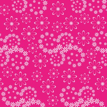 Seamless floral background, pink symbolical silhouette flowers.