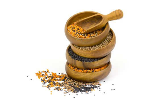 wooden bowls with lentils