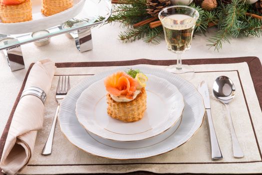 Vol-au-vent with salmon