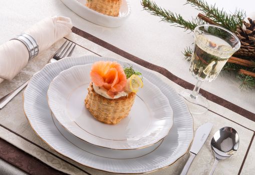 Vol-au-vent with salmon