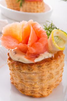 Vol-au-vent with salmon