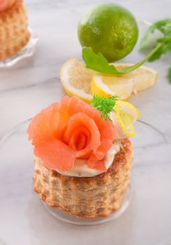 Vol-au-vent with salmon