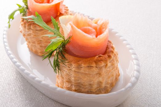 Vol-au-vent with salmon