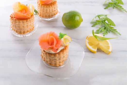 Vol-au-vent with salmon