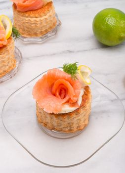 Vol-au-vent with salmon