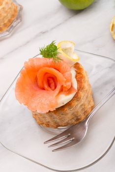 Vol-au-vent with salmon