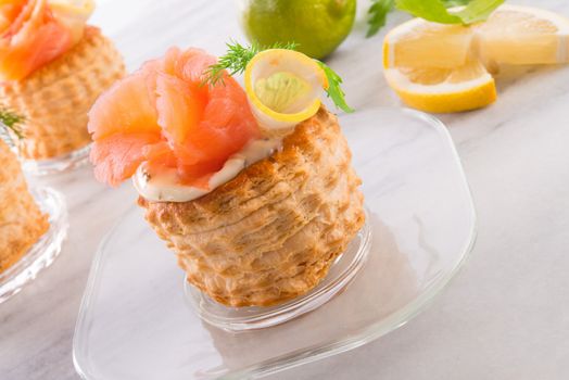 Vol-au-vent with salmon