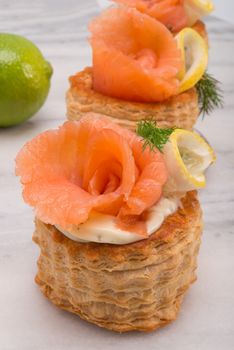 Vol-au-vent with salmon