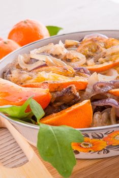 Liver with onion-orange sauce