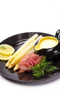 Asparagus, ham and sauce hollandaise