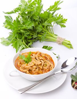 Polish traditional  tripe soup